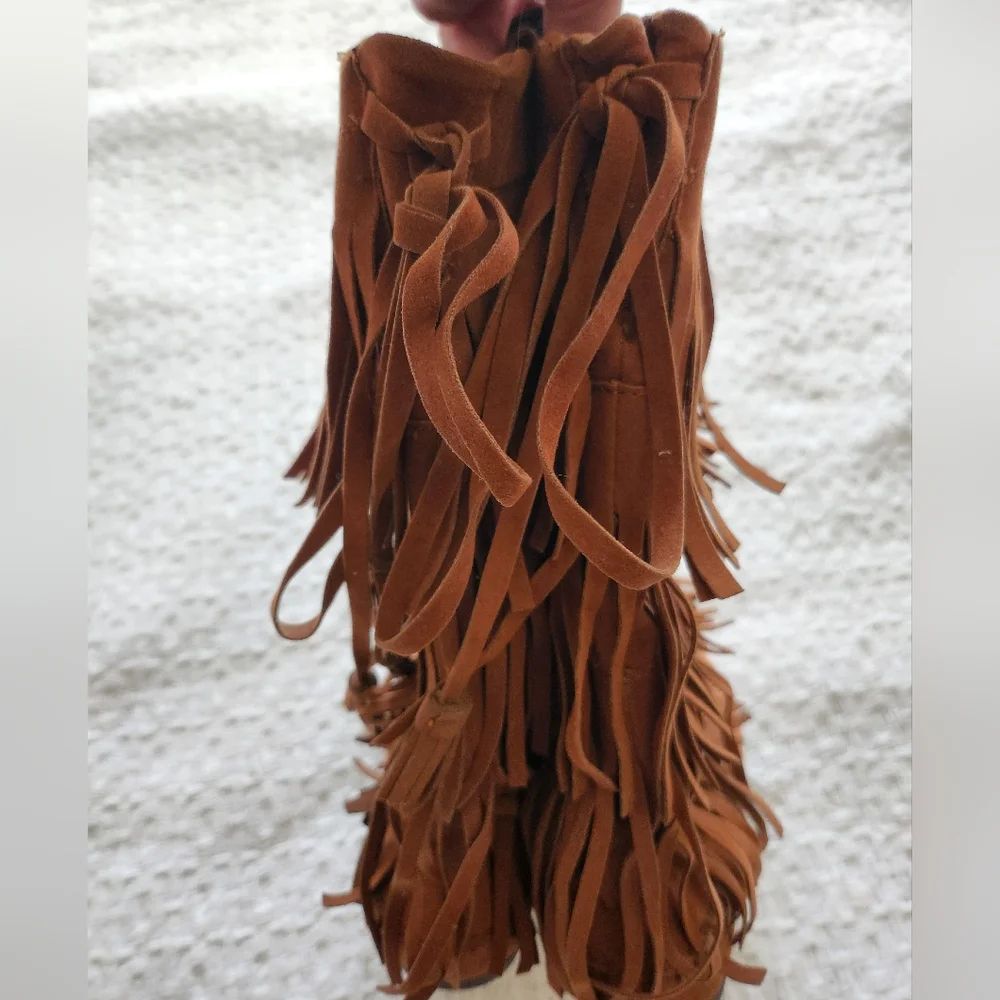 Fringed Tan Suede Boots - Picture 5 of 8